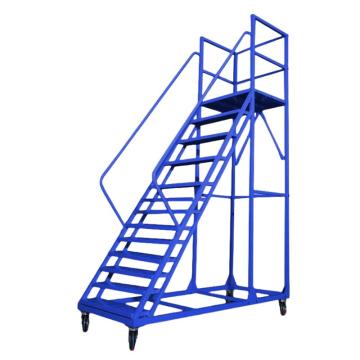 谦格 铁制组装式仓库可移动登高梯登高车平台梯子，QDC3500蓝，带轮 平台高3.5米14步0.9米宽 售卖规格：1个