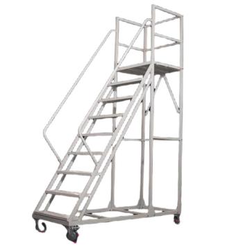 谦格 铁制组装式仓库可移动登高梯登高车平台梯子，QDC2000白，带轮 平台高2.0米8步0.7米宽 售卖规格：1个