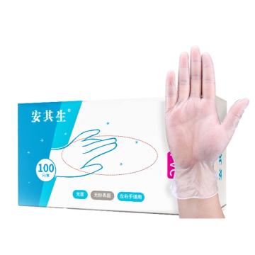 安其生 医用PVC检查手套，100只/盒，M 无粉，光面，透明 售卖规格：1盒
