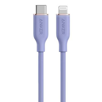 安克/Anker MFi认证苹果数据线，A8663 丁香紫 快充20W/30W充电器USB-C转Lightning 1.8m 售卖规格：1条