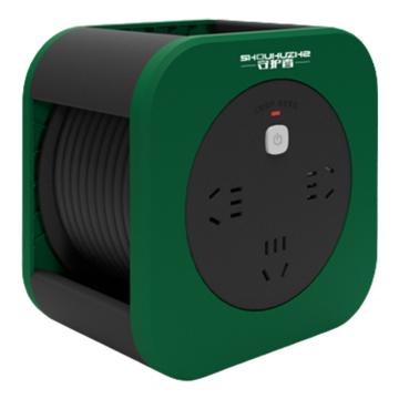 守护者 便携式迷你线盘，MN802 松石绿 RVV 3*1mm² 10米（3位10A五孔插座 过载保护 按钮开关） 售卖规格：1只