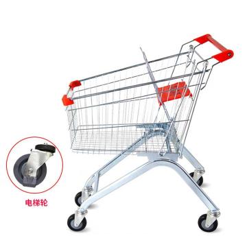 海斯迪克 超市购物车，125L 银白（电梯轮）HKCL-228 商场手推车儿童可坐加厚理货车 售卖规格：1个