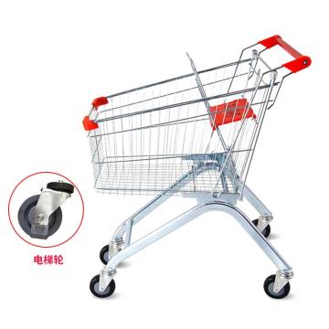 海斯迪克 超市购物车，100L 银白（电梯轮）HKCL-228 商场手推车儿童可坐加厚理货车 售卖规格：1个