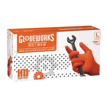 爱马斯/AMMEX 一次性丁腈手套，GWON46100，L 橙色，无粉掌麻，超厚，100只/盒 售卖规格：50副/盒