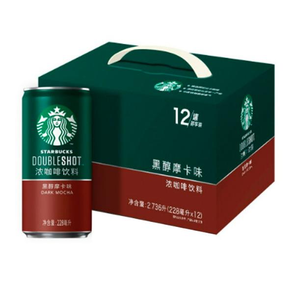 星巴克/STARBUCKS 星倍醇浓咖啡饮料，228ml*12罐装 黒醇摩卡味 (一件代发) 售卖规格：1盒