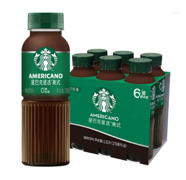 星巴克/STARBUCKS 星选咖啡饮料，270ml*6瓶装 美式 (一件代发) 售卖规格：1盒