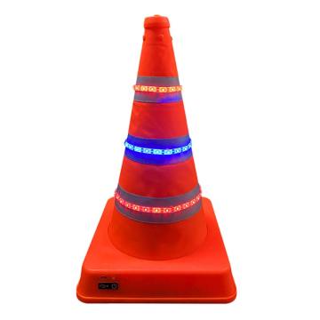 安赛瑞 大雾雨雪天气应急反光发光交通锥路障LED红蓝爆闪灯带，41CM，310147 售卖规格：1个