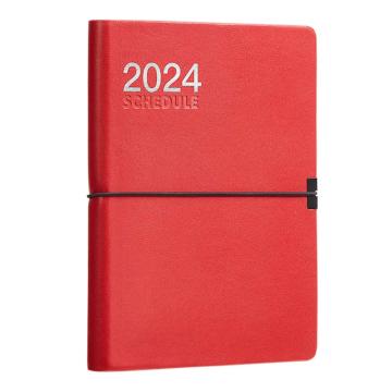 齐心 PU面年历本（Compera），CPC2024 红色 A5/178张 日计划+月计划+年计划笔记本 售卖规格：1本