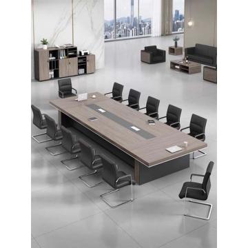 博比 会议桌，6200×1600×750mm,3/2_轨道电源 胡桃色,中纤板,三胺纸饰面/多功能线盒 15273725-00 售卖规格：1张