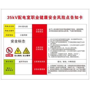天意州 标识，45*60cm，铝板，35kV配电室职业健康安全风险点告知卡 售卖规格：1个