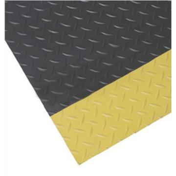 力九和 耐用型铁板纹抗疲劳地垫，黑色+黄边，0.6m*1m*12mm(宽x长x厚） 售卖规格：1片