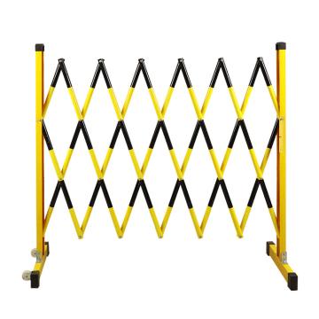 安赛瑞 玻璃钢伸缩围栏，可移动式电力隔离施工围挡，1.2x4m，黄黑款，1B00432 售卖规格：1个