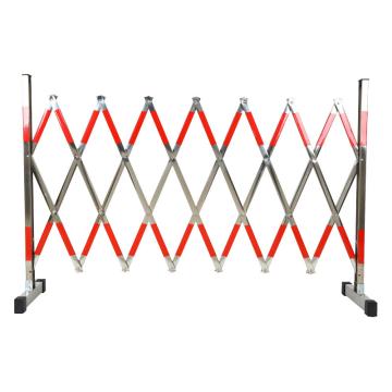 安赛瑞 不锈钢伸缩围栏，可移动式隔离施工围挡，1.2x2.5m，红条款，1B00441 售卖规格：1个