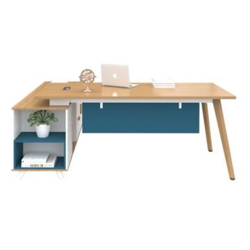 企诺 现代简约经理桌主管桌办公桌，QN2aZY-EPM-0116 单人位 1600*1400*750mm 橡木+暖白+淡蓝 售卖规格：1张