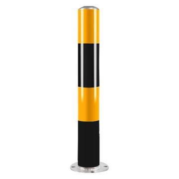 安赛瑞 钢管警示柱，反光固定立柱防撞柱，道路隔离交通路障警戒桩，76x600mm，黄黑款，1D00115 售卖规格：1个