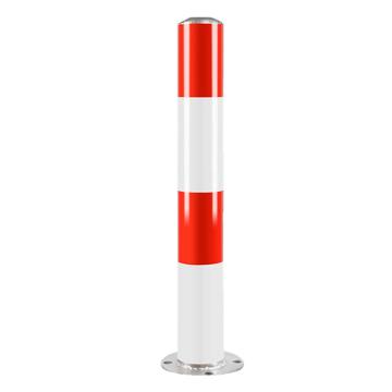 安赛瑞 钢管警示柱，反光固定立柱防撞柱，交通路障警戒桩，76x600mm，红白加厚款，1D00116 售卖规格：1个
