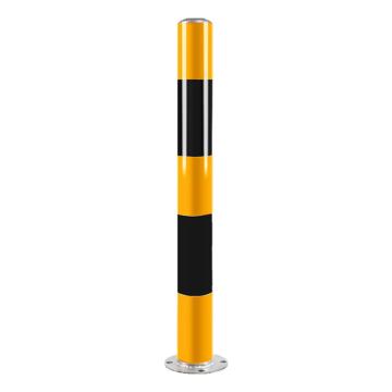 安赛瑞 钢管警示柱，反光固定立柱防撞柱，交通路障警戒桩，76x750mm，黄黑加厚款，1D00121 售卖规格：1个