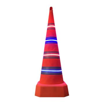 安赛瑞 路锥，发光伸缩路锥，大雾雨雪应急反光道路警示锥，90cm红蓝爆闪灯带，橙色，1B00544 售卖规格：1个