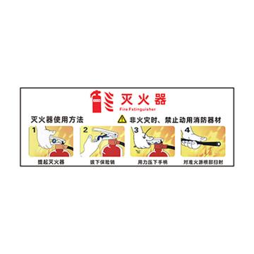 安赛瑞 灭火器箱透明贴，火警119警示贴，12x30cm，灭火器使用图，1H02121 售卖规格：5张/卷