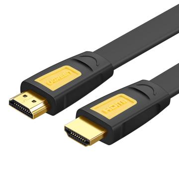 绿联/UGREEN HDMI高清扁线连接线，HD101（黑黄头 2米） 30AWG OD4.0MM 支持2K*4K 60HZ 售卖规格：1条
