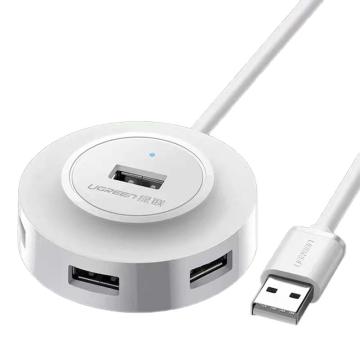 绿联/UGREEN USB2.0HUB集线器，CR106（白色0.5米） 4口供电接口 支持大容量移动硬盘 多功能USB适配器 售卖规格：1个