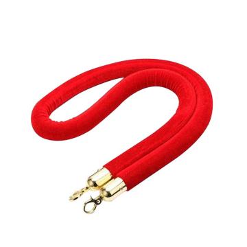 安赛瑞 迎宾球礼宾柱挂绳围栏，一米线护栏围栏杆，小号红色绒布绳1.5米钛金钩，1B00015 售卖规格：1个