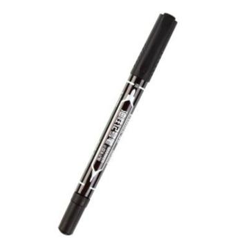齐心 记号笔，MK804黑 小双头油性 细头0.5mm粗头1.5mm 12PCS/盒 售卖规格：1盒