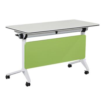 企诺 折叠培训桌办公会议桌长桌，QNC203YJ-F025-18 可折叠翻板桌拼接组合长条移动课桌 1800*400*750mm 白色+绿色 售卖规格：1张