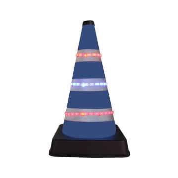 安赛瑞 发光伸缩路锥，大雾雨雪天气应急发光交通锥路障，LED发光灯带款，蓝色，1B00208 售卖规格：1个