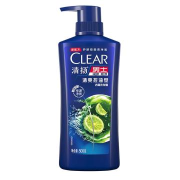 清扬/CLEAR 洗发水，清爽控油型 500g 男士去屑（氨基酸洗发） 售卖规格：1瓶