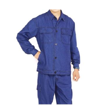虎邦世家 夏季牛仔套装，HBSJ130 耐磨防尘带帽连体电焊工服，牛仔蓝 售卖规格：1套