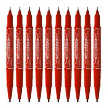 斑马/ZEBRA 速干油性小双头记号笔，YYTS5红色 细头1.0-1.3mm 极细头0.5mm(10支/盒) 售卖规格：1盒