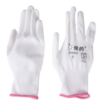 佳的 白色涤纶PU浸胶手套，C22CU 7# 12双/袋 240双/箱（整箱发货） 售卖规格：1打