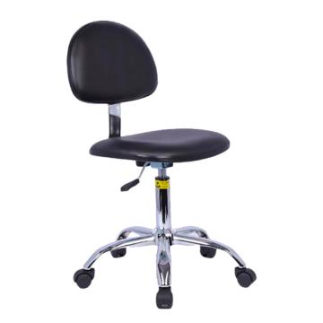 功成狮 防静电皮革升降工作椅，GSPC1003 可调节高度500-700mm，皮革坐垫，电镀五星脚滑轮款，黑色 售卖规格：1个
