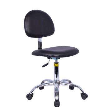 功成狮 防静电皮革升降工作椅，GSPC1001 可调节高度410-550mm，皮革坐垫，电镀五星脚滑轮款，黑色 售卖规格：1个