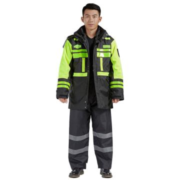 谋福 反光警示棉服,内胆可拆卸,冬季雨衣分体式,成人防寒服,968(RF803 JC棉衣L-170)