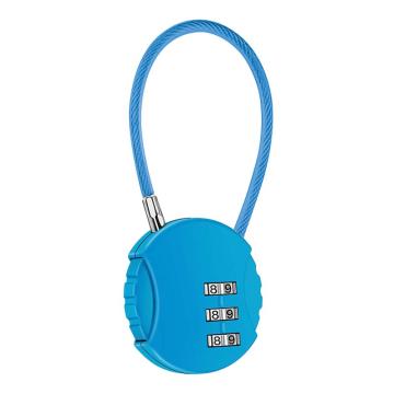 炬芯 圆形钢丝绳密码锁，型号：ZY3833 锁体直径37mm 蓝色 钢丝绳长度13cm 售卖规格：1个