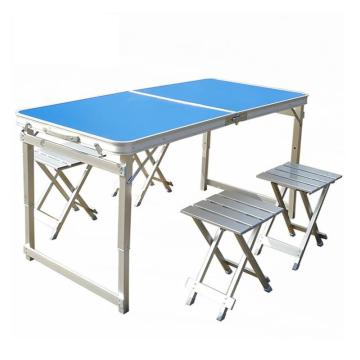 三极户外 户外铝合金折叠桌椅，TP5529 蓝色（一桌四凳）有伞孔 120*60*53/62/70cm 售卖规格：1套