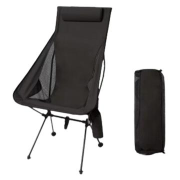 三极户外 户外铝合金折叠椅加高靠背椅休闲透气月亮椅，TP8814 黑色 售卖规格：1把