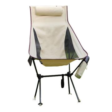 三极户外 户外铝合金折叠椅加高靠背椅休闲透气月亮椅，TP8814 米白色 售卖规格：1把
