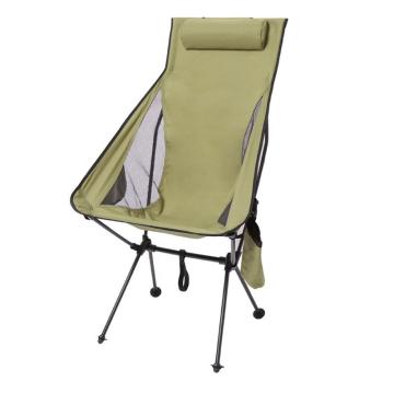 三极户外 户外铝合金折叠椅加高靠背椅休闲透气月亮椅，TP8814 军绿色 售卖规格：1把