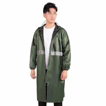 汉盾 带反光条单层连体雨衣，门襟拉链款，均码，HD-RAC006军绿色 售卖规格：1件