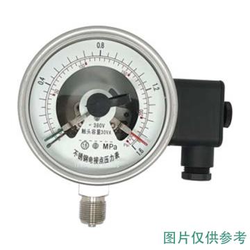 上仪 耐震电接点压力表，YNXC-100BFZ全不锈钢材质,径向不带边,Φ100 0~25MPa,M20*1.5,硅油 售卖规格：1个