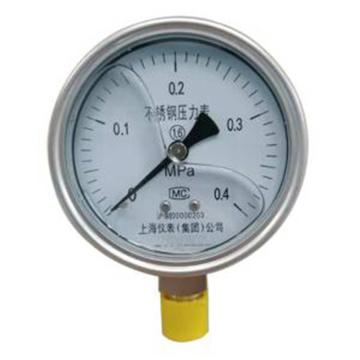 上仪 耐震压力表，Y-60BFZ304不锈钢+304不锈钢,径向不带边,Φ60 -0.1~2.4MPa,M14*1.5,硅油 售卖规格：1个