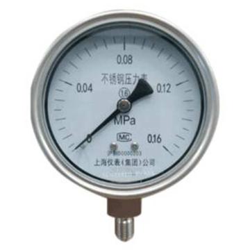 上仪 压力表，Y-150B304不锈钢+304不锈钢,径向不带边,Φ150 -0.1~0.06MPa,M20*1.5 售卖规格：1个