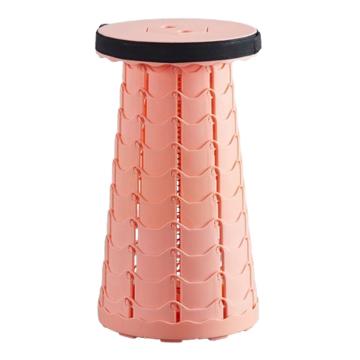 三极户外 便携折叠伸缩凳，TP8866 纯色淡粉色 聚丙烯（PP塑料）材质 售卖规格：1个