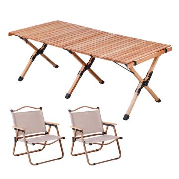 三极户外 户外露营便携桌椅，TP8872 一桌两椅木纹中号椅子卡其色 售卖规格：1套