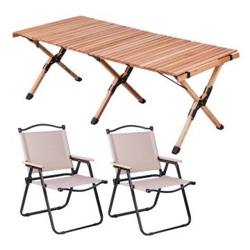 三极户外 户外露营便携桌椅，TP8872 一桌两椅黑钢管大号椅子卡其色 售卖规格：1套