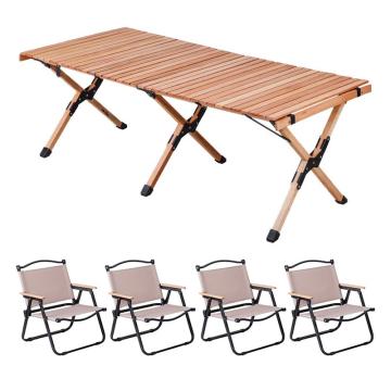 三极户外 户外露营便携桌椅，TP8872 一桌四椅黑钢管中号椅子卡其色 售卖规格：1套