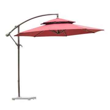 三极户外 户外庭院伞，TP7056 2.7m双顶铁质酒红色 直径2.7米,大理石底座 售卖规格：1套